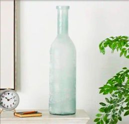 Recycled Glass Handmade Frosted Spanish Bottle Decorative Vase 29" H