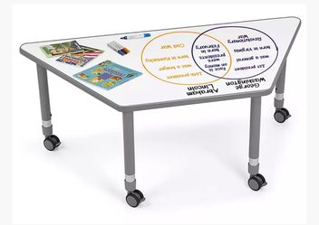 Flex-Space Write & Wipe Mobile Trapezoid Table