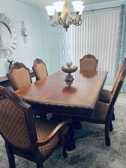 Elegant Formal Dining Room Set – Table, 6 Chairs & Matching Buffet