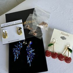 4 Pairs Of Earrings For $35, Cherry Earrings, Gold