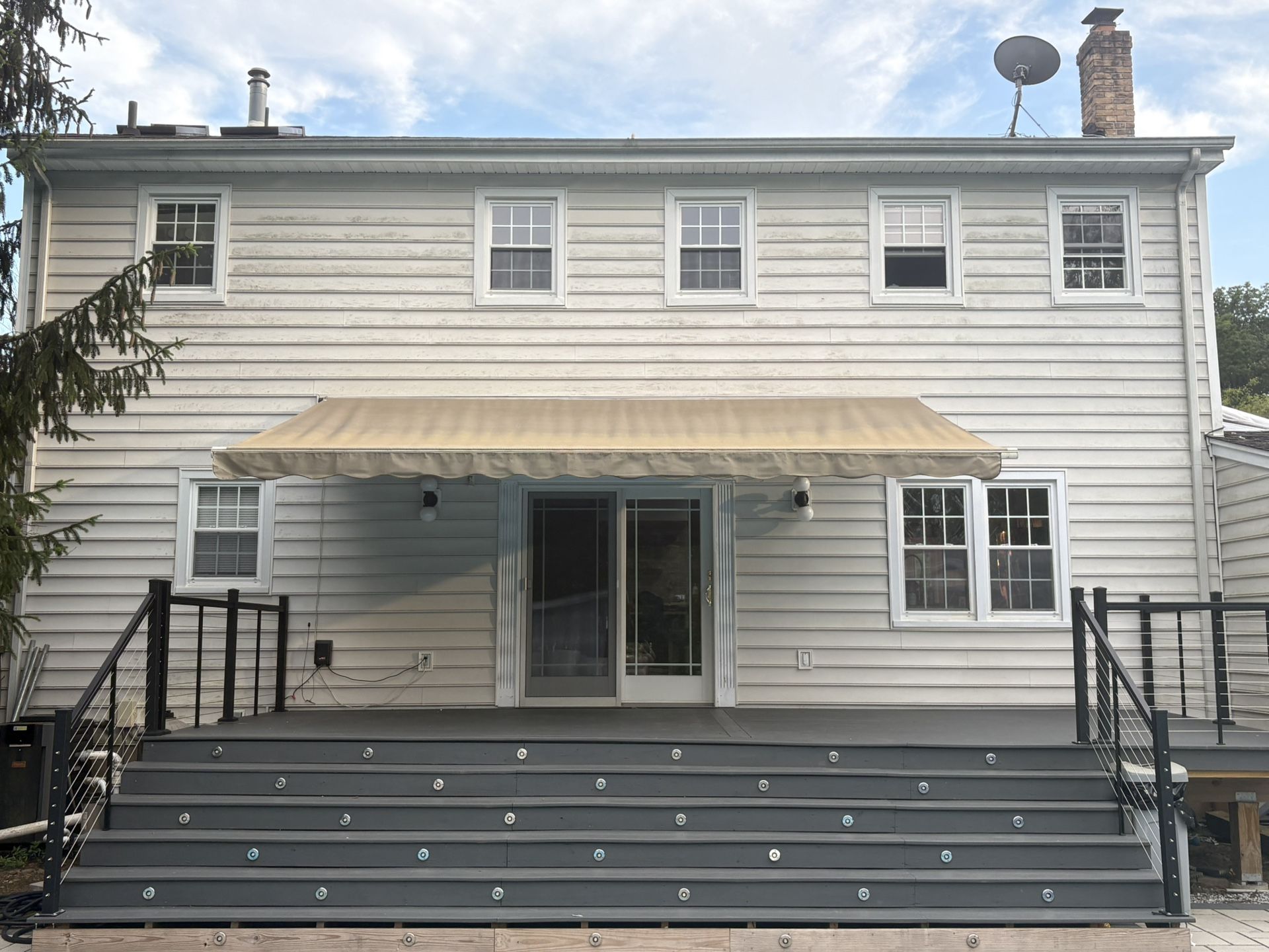 Motorized 17โ SunSetter Awning w/ Remote โ Beige Canvas