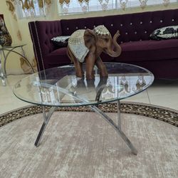 Modern Glass Top Silver Coffee Table 