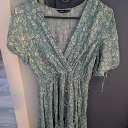 Shein Green Floral Dress 