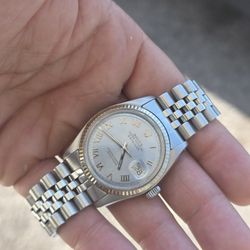 Rolex Datejust 1601 18k Gold Bezel 70s Jubilee Non Quick Set Cal 1570 Works READ