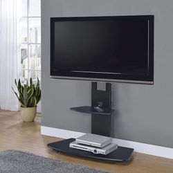 Macro TV Stand ST17176 for Television up to 86", 35.5" W x 15.5" D x 51" - 57.5" Adjustable H, Black