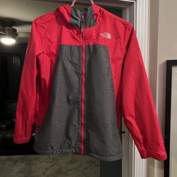 The North Face Boys Resolve Reflect Jacket Size L (14-16) Dry Vent Red Black