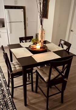 Dark Wood 5-Piece Dining Set
