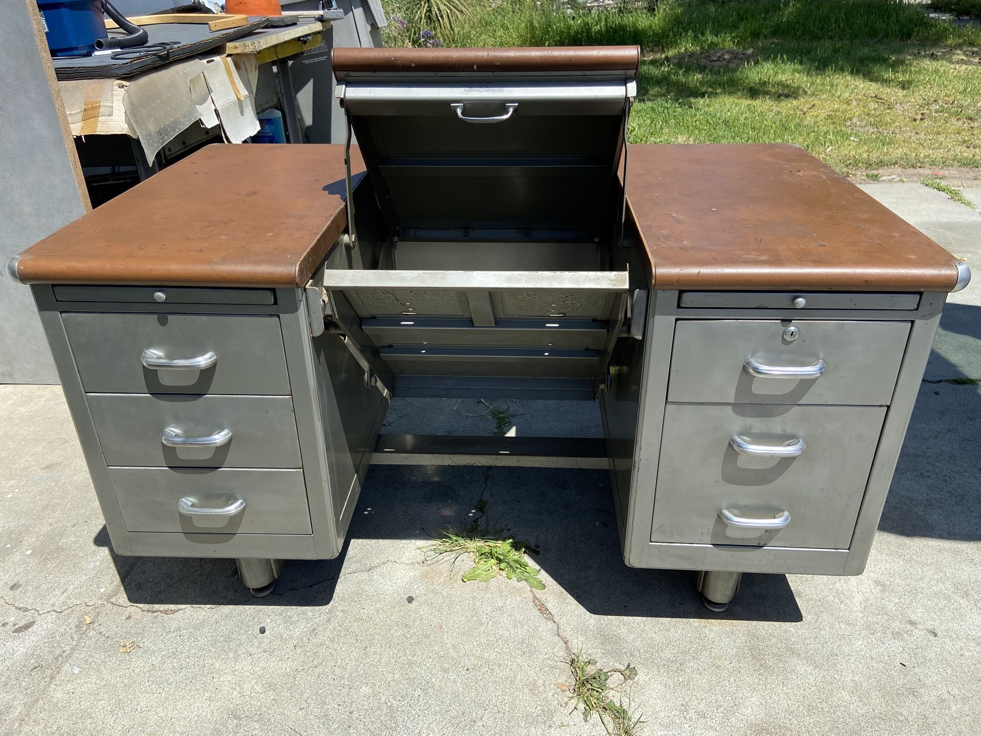 Antique Shaw Walker Typewriter Tanker Desk