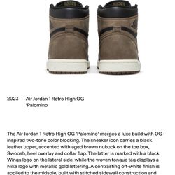  Sneaker 2023 Air Jordan 1 Retro OG Palomino