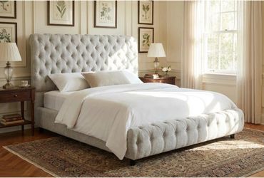 Queen Upholstered Bedframe Gray