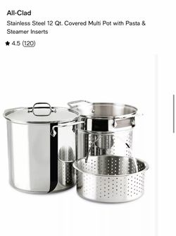 All-Clad Stainless Steel 12 Qt. Covered Multi Pot with Pasta & Steamer Inserts