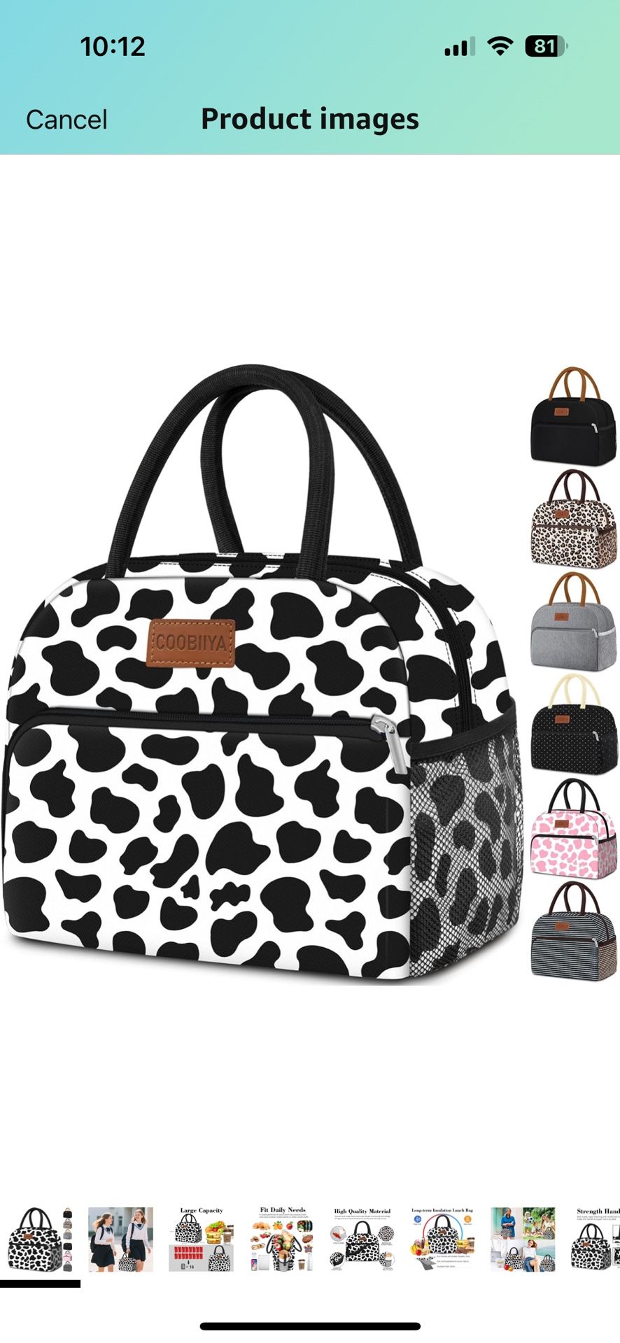 Coobiiya Lunch Bag Women, Lunch Box for Women Adult Men, Small Leakproof Cute Lunch Tote Large Capacity Reusable Insulated Cooler Lunch Container for 