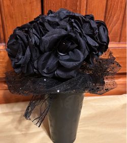 Black Artificial Rose Bouquet with Lace