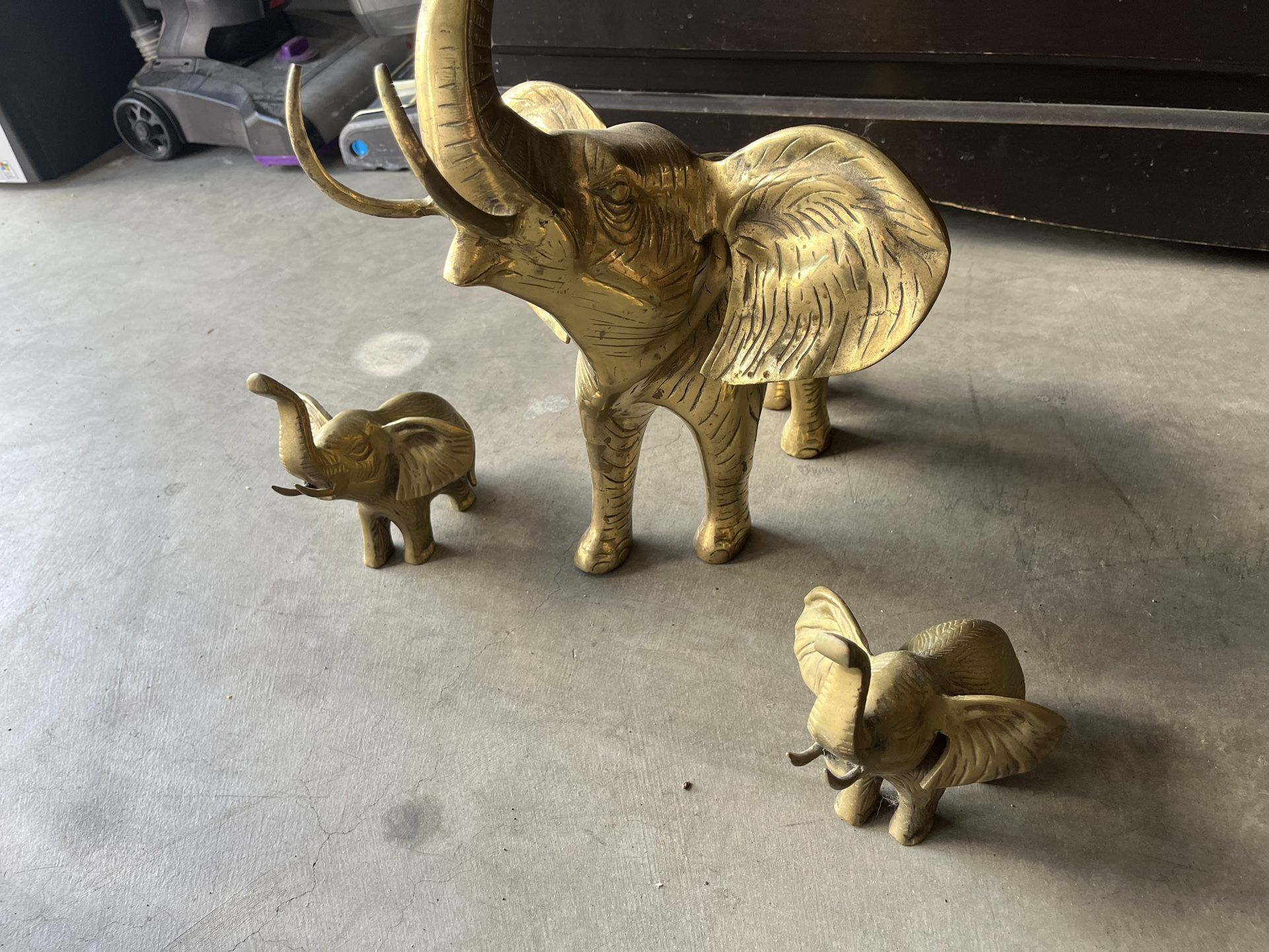 Three Solid Brass Elephants