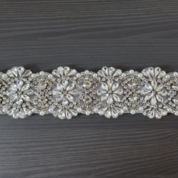 Bridal Belt with Rhinestones, White