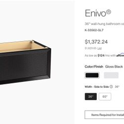 Kohler Enivo 36” Wall-hung Bathroom Vanity Cabinet - Black