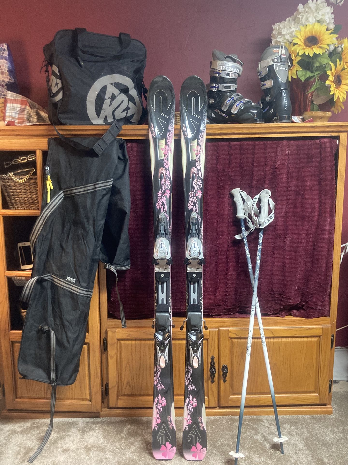 K2 One Luv T9 Skis, Poles, Atomic Skil Boots, & Cases - $399 OBO