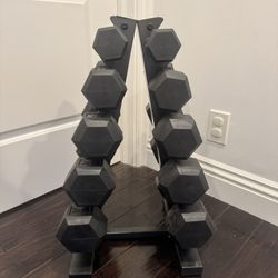 Hex Dumbbell Set with Rack 