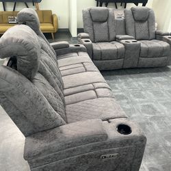 Motion Sofa Set Grey Recliner 