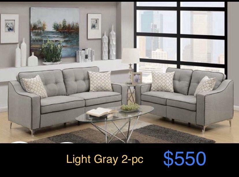 2-Pc Sofa Set Light Gray