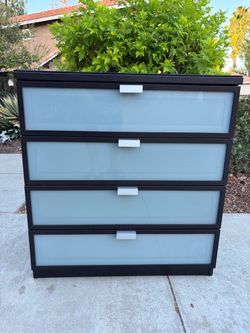 Modern Dresser Chest of Drawers Furniture with Glass Top Protector Great Condition