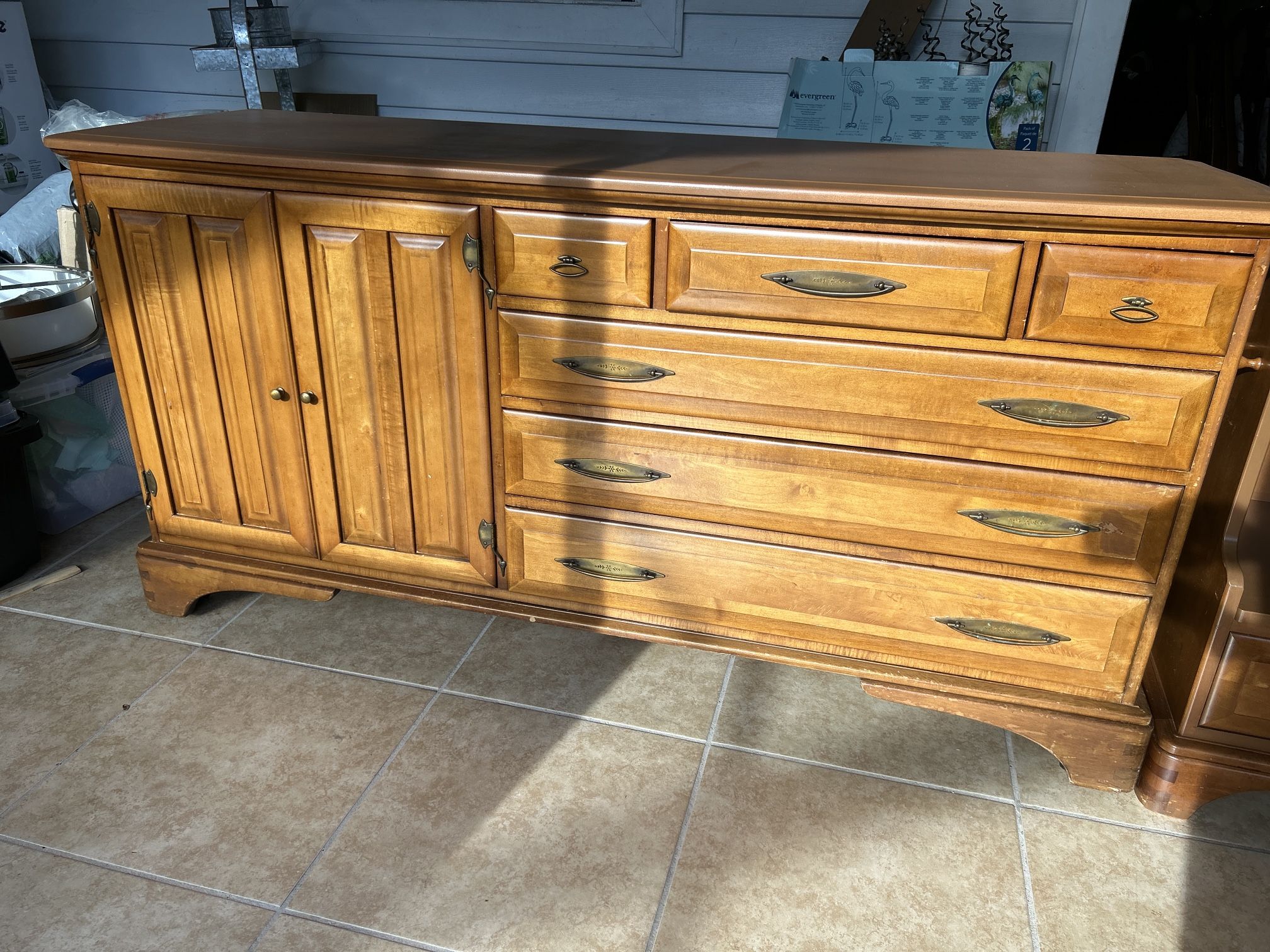 Solid Wood, Dresser With Mirror And Nightstand