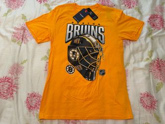 Boston Bruins Goalie Mask NHL Fanatics Yellow Shirt; Men’s S