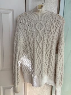Cream Cable Knit Turtleneck Sweater