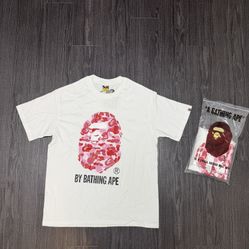 BAPE Style Pink🩷 Camo Ape Head T-Shirt White Size M(Medium) & L (Large)
