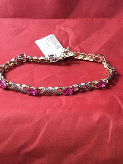 Sterling Gold plated diamond and Created Sapphire bracelet