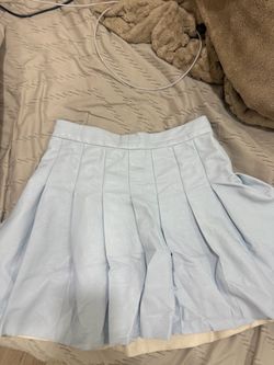 ARITZIA Baby Blue Pleated Faux Leather Mini Skirt