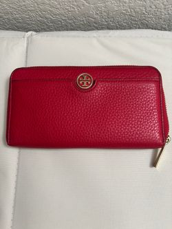 Tory Burch Red Leather Zip Around Wallet