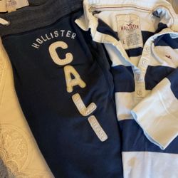 Vintage Hollister bundle - Navy/white stripe & Navy Sweat Pants (Jr’s Med-Lg)