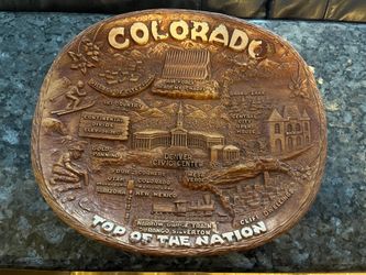 Vintage Colorado Taco USA 3D Faux Wood Resin Souvenir Plate