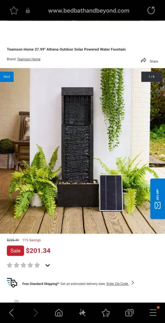 🚀🚀 BEAUTIFULL Teamson Home  Athena Outdoor Solar Powered Water Fountain
