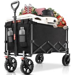 Navatiee 140L Wagon Cart Foldable, Large Capacity Collapsible Wagon 