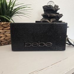 NWT Bebe Sparkling Black Evening Clutch/Shoulder Bag 