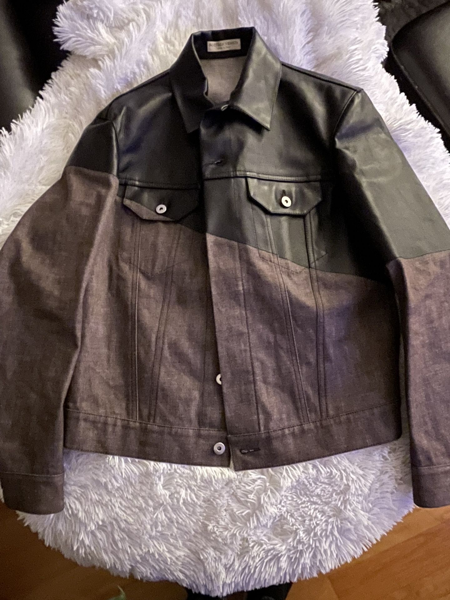 Bottega Veneta Men’s Leather /denim Jacket Size 48