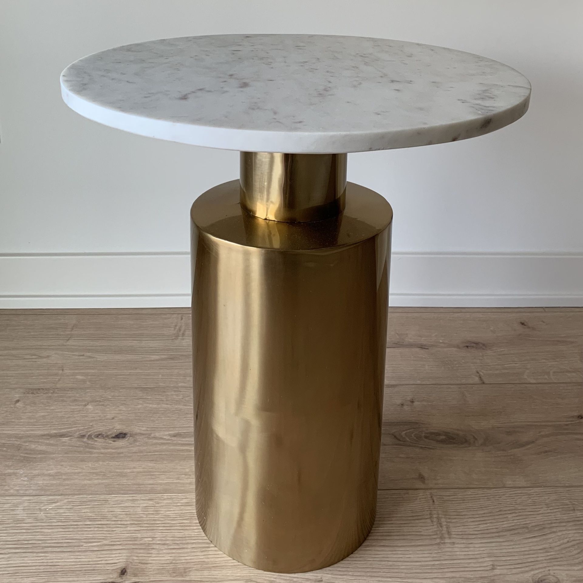 White Genuine Marble Side Table