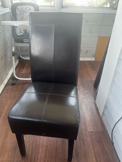 Dark Brown Faux Leather Dining Chair (set)