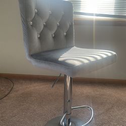 Gray Velvet Swivel Bar Stool