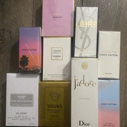 Luxury Perfumes – Chanel, Dior, Louis Vuitton, YSL, Creed, Versace ($35 each)