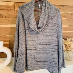 Grey Cozy Free People Sweater Poncho