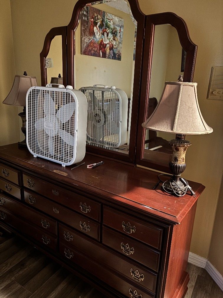 Used Bed and Dresser With Mirror