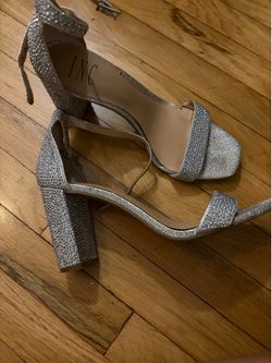 Silver rhinestone heels