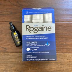 Rogaine Foam 3 Bottles Plus Minoxidil Vial