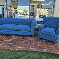 Super Deal Only 1 Set $699 SOFA & CHAIR NAVY BLUE