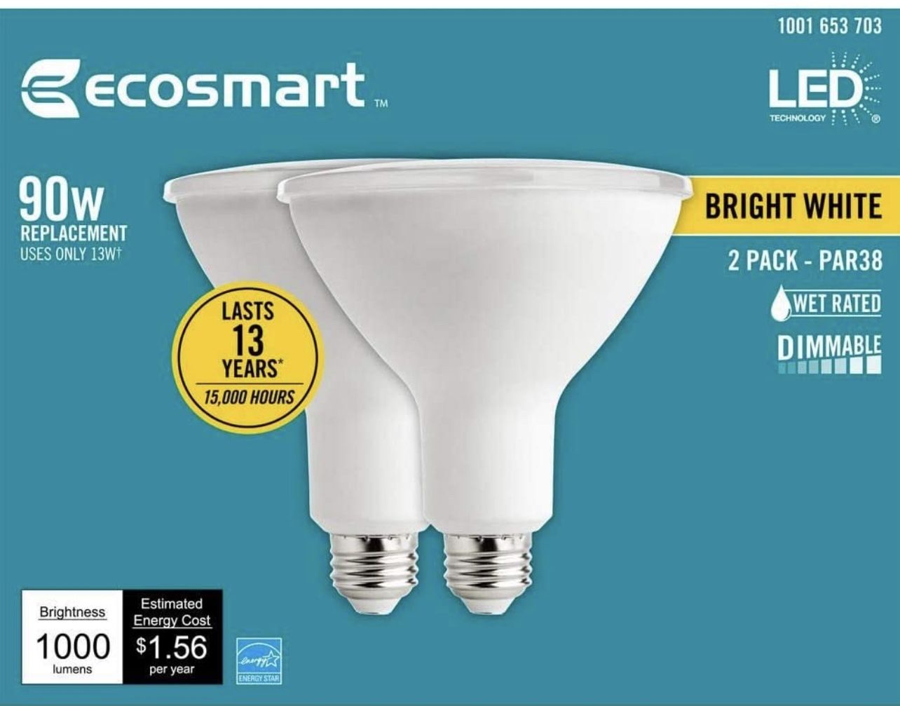 Ecosmart 90-Watt Equivalent PAR38 Dimmable Energy Star Flood LED Light Bulb Brig