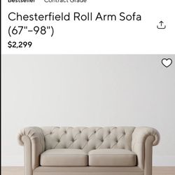 Taupe/Grey Pottery Barn Sofa - Like New, Smoke And Pet Free, Less Than Two Years Old!