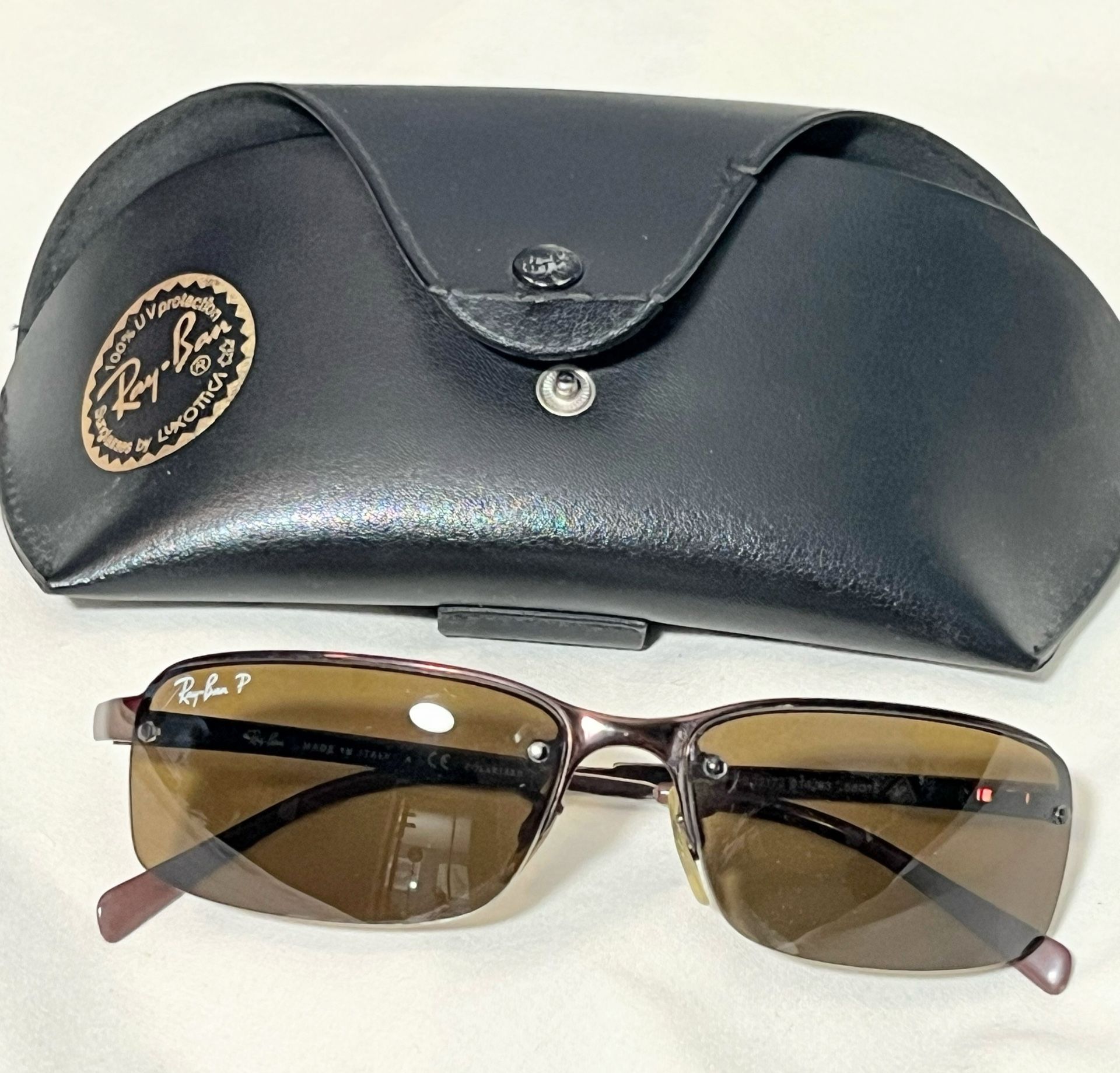 Ray Ban Bronze Metal Sunglasses Top Bar Semi Rimless RB 3217